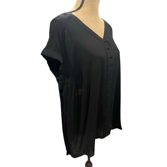 FORTUNE + IVY Helina Black Blouse Size XXL Mixed Material Sleeveless Stitch Fix - Picture 9 of 16